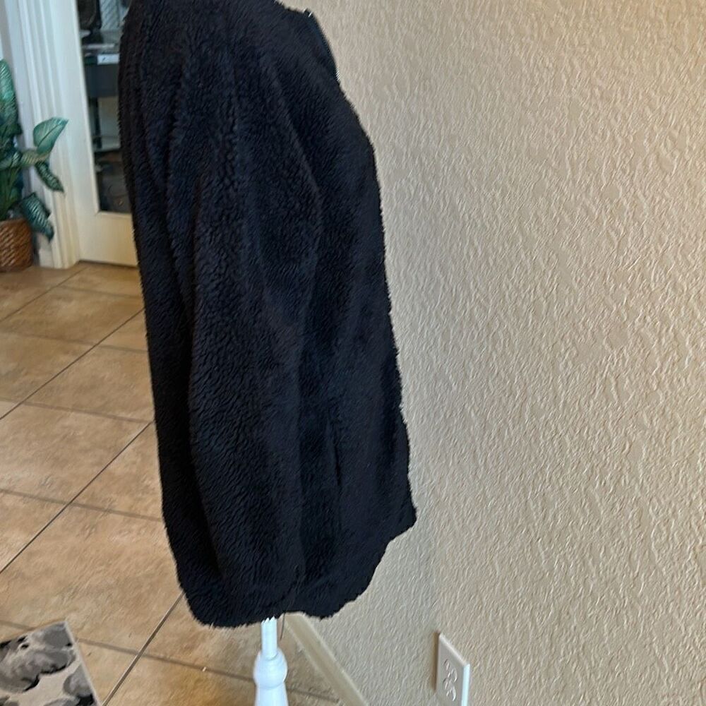 Madewell Women's XXS Oversized Longline Sherpa Fleece Jacket Solid Black Cozy - Picture 7 of 13